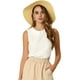 thumbnail image 1 of Blusa con cuello Peter Pan para mujer, sin mangas, informal, jacquard, floral, sin mangas blanco L, 1 of 6