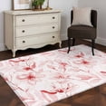 thumbnail image 3 of Rectangle Area Rugs 4 x 6 Ft, Pink Flower Non-Slip Residential Carpet, Watercolor Floral Botanical Line Drawing Print Indoor Crawling Mats Runner Rugs for Living Room/Dining Room/Bedroom, 3 of 8