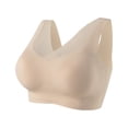thumbnail image 5 of WCJM Beige High Waist Bra and Panty Set Yoga Bras for Women No Padding with Adjustable Back Hooks V-Neck Basic Wireless Racerback Bra Low Support Workout Sports Bra, 5 of 5