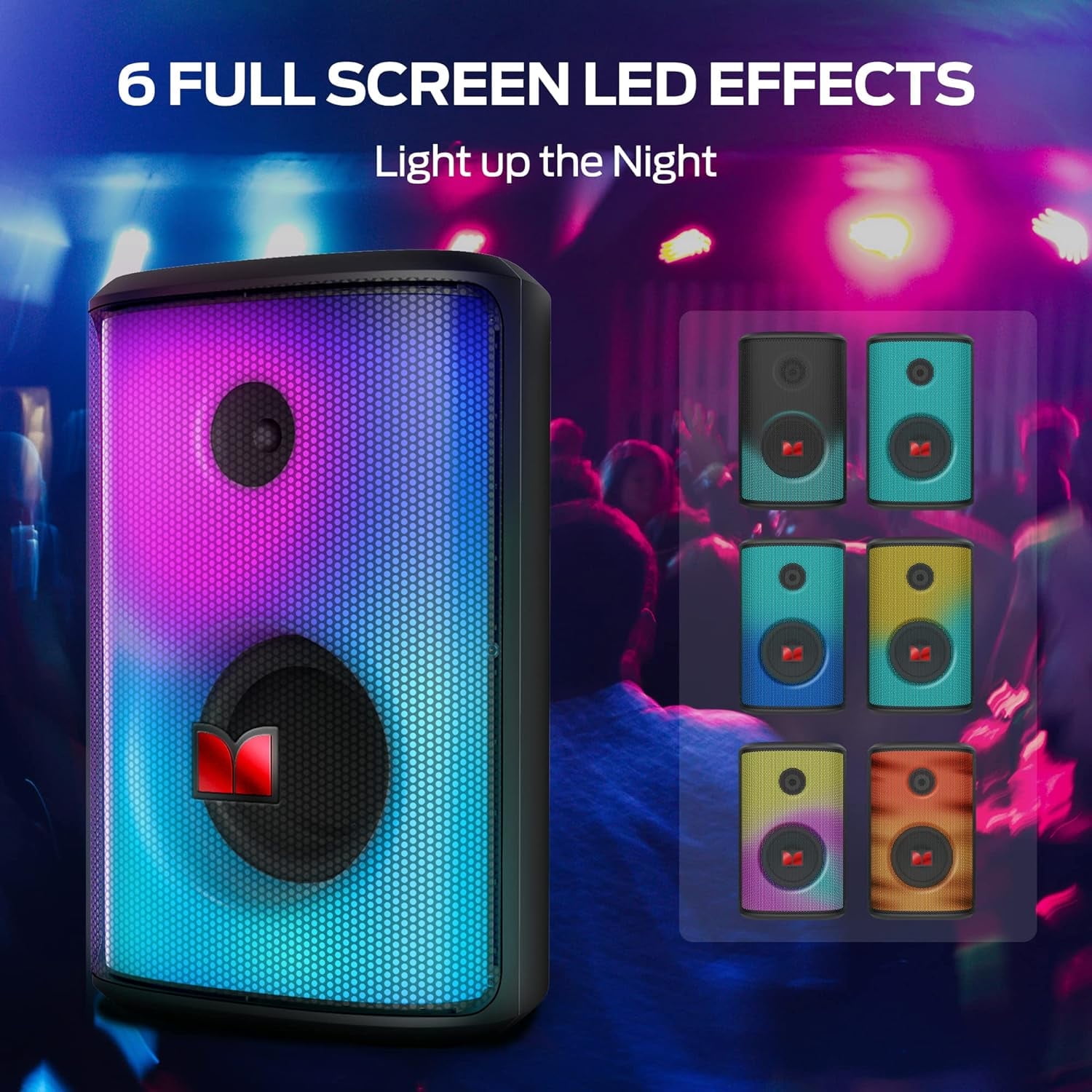 Monster Bluetooth Speakers 80W, Powerful Sound and Punchy Bass, Full-Screen Colorful Lights, Bluetooth 5.3, 24H Playtime, Portable Wireless Speakers for Outdoor, Party