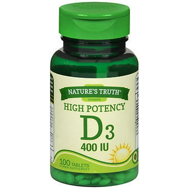 Nature's Truth High Potency Vitamin D3 Tablets, 400 IU, 100 Count ...