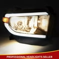 thumbnail image 2 of LED DRL Tube Headlights For 2014-2021 Toyota Tundra Black Housing Headlamps Set, 2 of 11