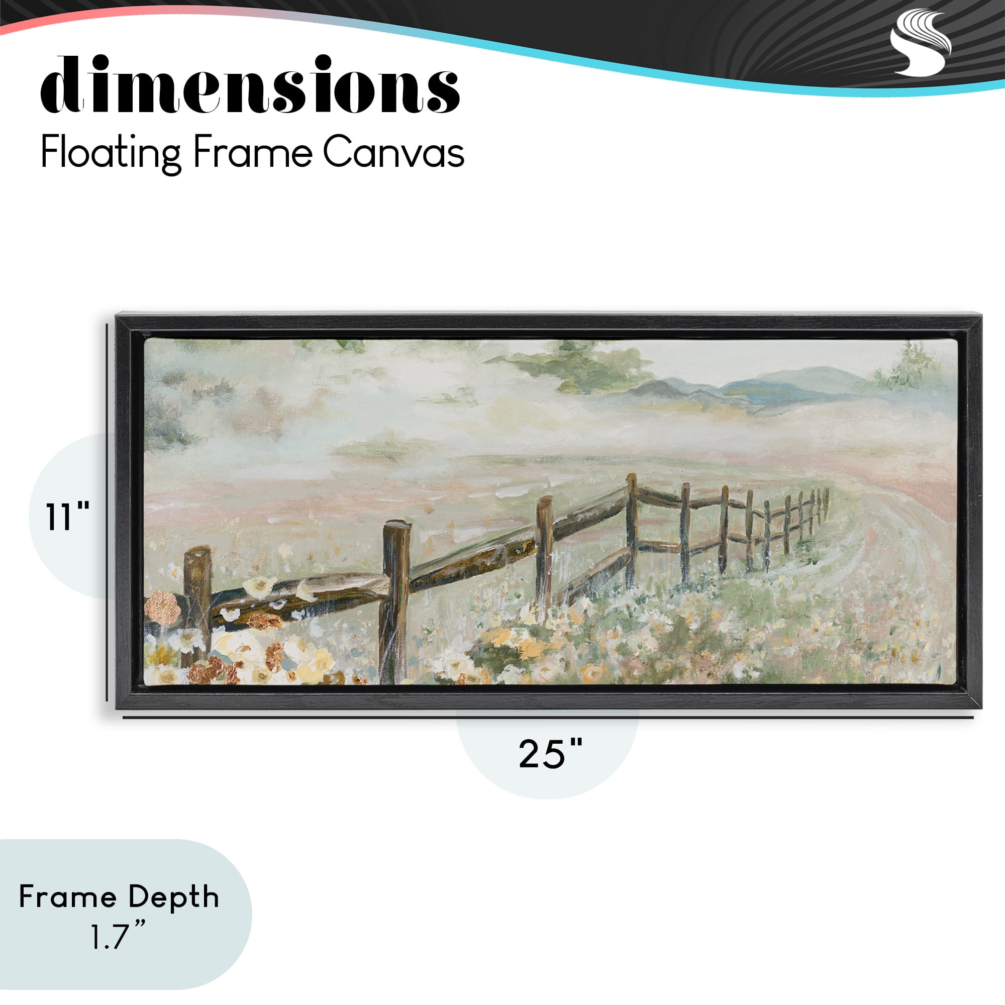 Stupell Industries Soft Fence with Flowers Black Framed Floater Canvas Wall Art, design by Patricia Pinto