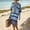 Blue, variant on FRSASU Linen Dresses for Women 3/4 Sleeve Striped Dress Summer V-Neck Boho Vacation Dress Casual Outfits Khaki-A
