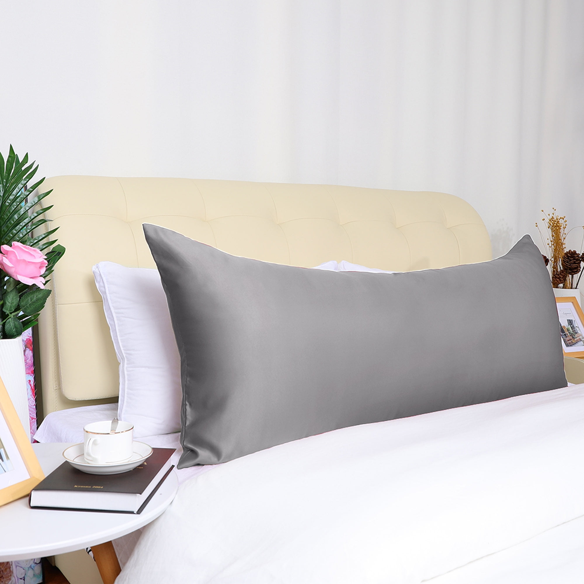 Satin Body Pillowcases with Zipper Long Pillow Case Sateen Pillow