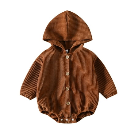 

Fsqjgq Boys Pajama Sets Easter for Toddler Boy Baby Boys Girls Long Sleeve Corduroy Solid Hooded Romper Bodysuit Clothes Baby Boy Bear Romper Baby Layette Set Cotton Brown 70