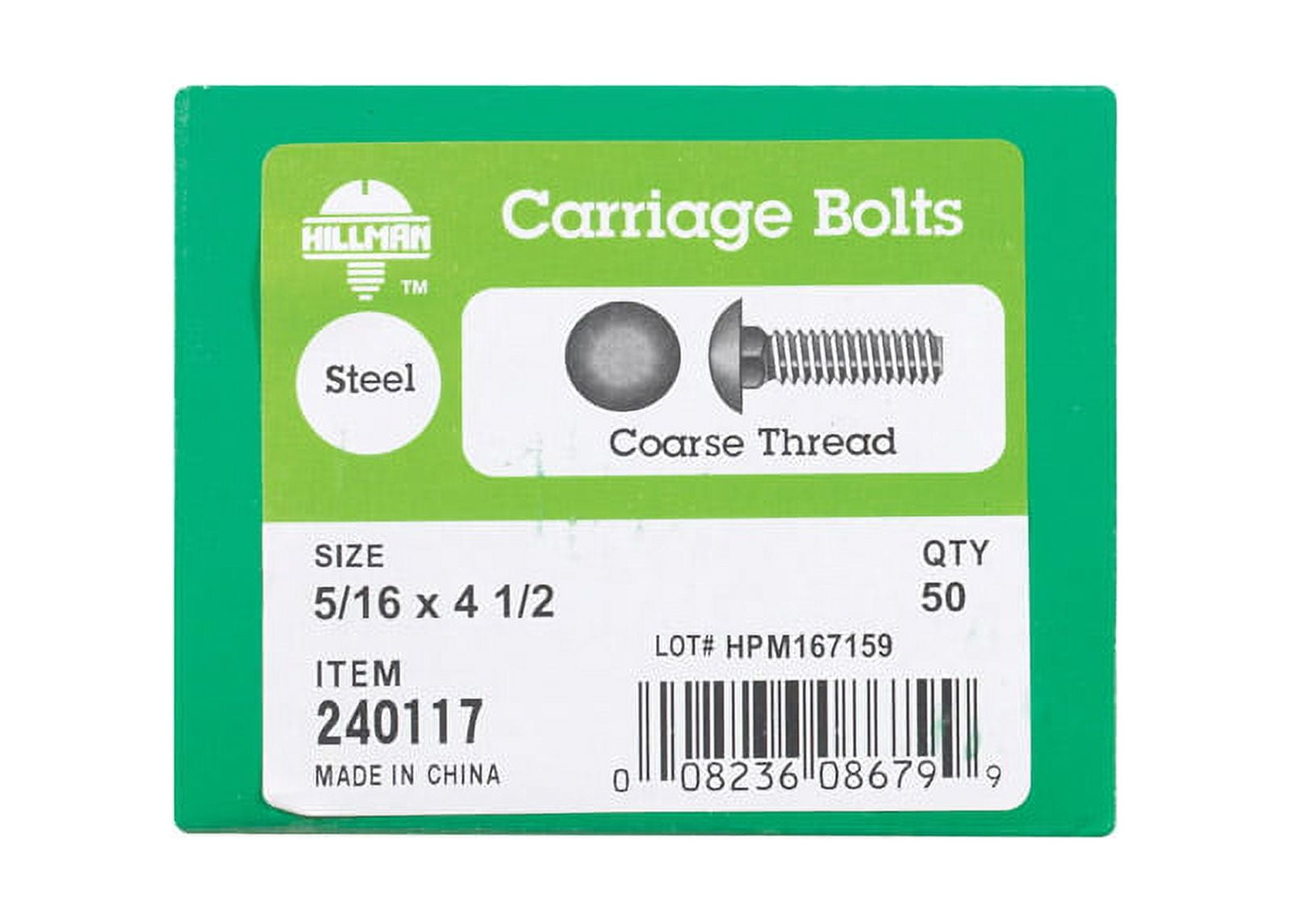 Hillman 5/16 in. D X 4 in. L Hot Dipped Galvanized Steel Hex Bolt 50 pk Hillman 5/16 in. D X 4 in. L Hot Dipped Galvanized Steel Hex Bolt 50 pk
