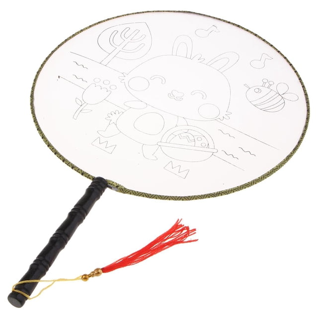 con Asa de y Borlas para DIY Bricolaje Conejo perfecl Abanicos en blanco para pintar