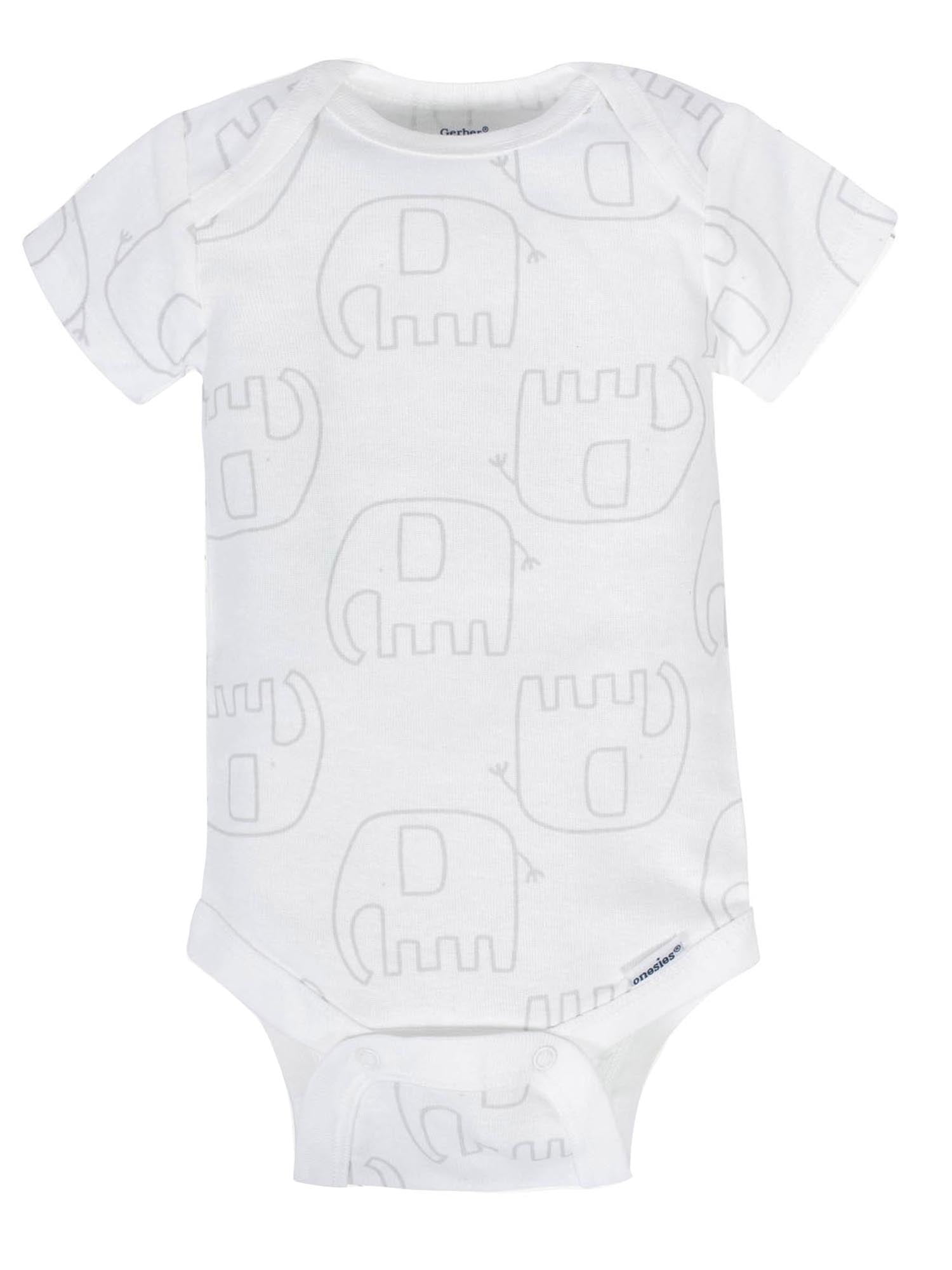 Gerber Baby Boy or Girl Gender Neutral Short Sleeves Onesies Bodysuits, 8-Pack (Newborn - 12 Months)