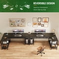 thumbnail image 6 of Amadwell 55 Inch L Shaped Office Desk with 3 Fabric Drawers, Reversible Computer Gaming Desk, Power Outlets and Mesh Shelves, Corner working Study Desk, Black, 6 of 9