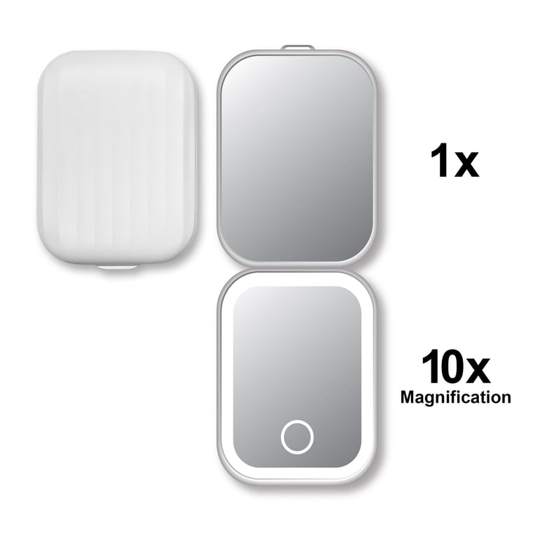 LED Double Sided Compact Mirror, White photo 2