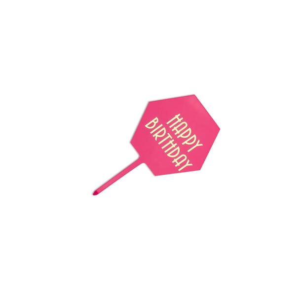 Herramienta para tartas DIY, adorno acrílico para cupcakes, tablero de cumpleaños, banderas para plantar, tarjetas redondas ligeras para Herramientas y accesorios para hornear Hexagonal/Rojo rosa Inteprter HA067446-01