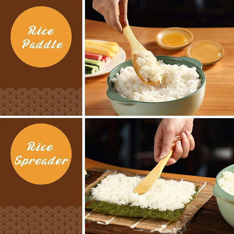 Sushi Mat Bamboo Maker Kit Rice Roll Mold Kitchen DIY Mould Roller Rice  Paddle K