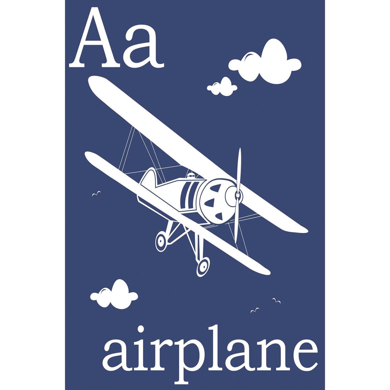 Marmont Hill "A for Airplane" by Karen Zukowski Painting Print on Wrapped Canvas