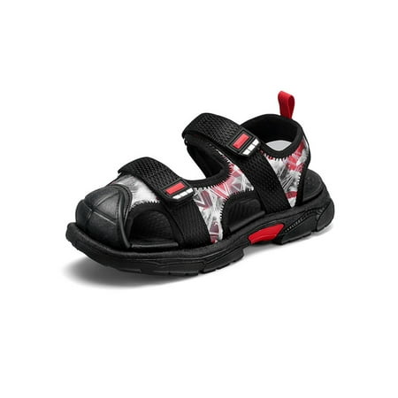 

Daeful Boy Sandal Closed Toe Sandals Sport Beach Shoes Outdoor Quick Dry Non Slip Fisherman Black Red 1.5Y