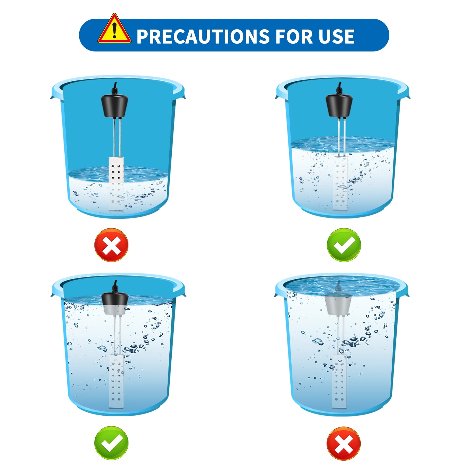 Buy 1500W Immersion Heater, Electric Bucket Water Heater with Floating Head 304 Stainlesssteel