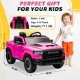 thumbnail image 3 of RAM 1500 Ride on Car Toy for Kids, 12V Powered Ride on Truck Toy with Remote Control, 4 Wheel Suspension, Safety Belt, Music, Bluetooth, LED Lights, Electric Cars for 3-5 Yrs Boy Girl, White, 3 of 6