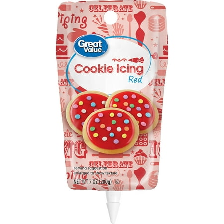 (2 Pack) Great Value Cookie Icing, Red, 7 oz (Best Royal Icing For Decorating Sugar Cookies)