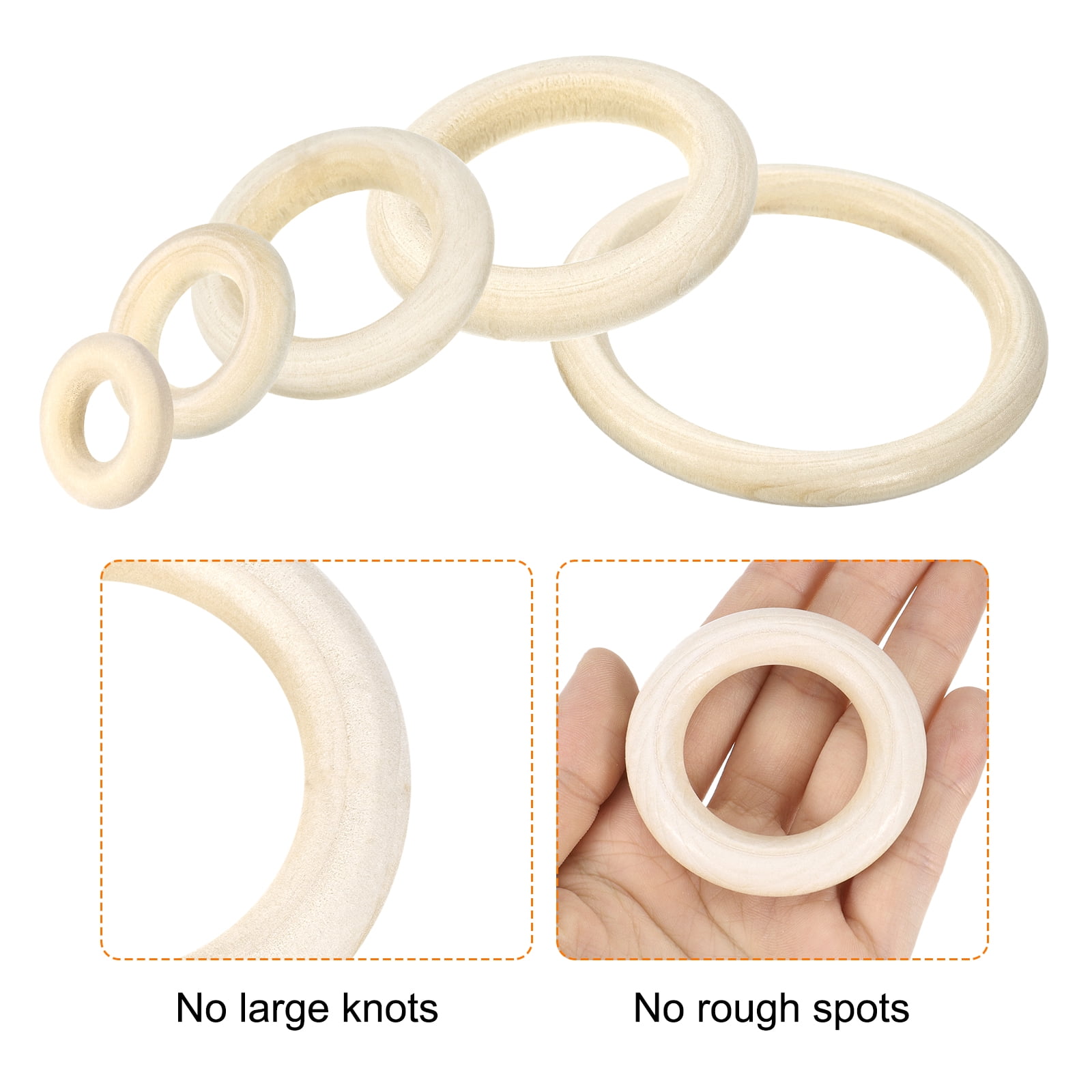 Unique Bargains 100Pcs Craft Ring Unfinished Solid Wood Pendant Connectors 2.2"