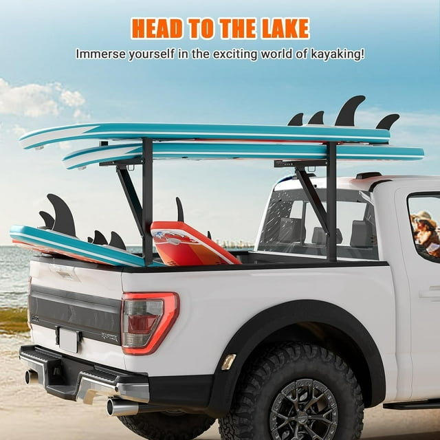 Kojooin Truck Racks, Ladder Rack for Trailer for Pickup Load 250 Lbs, 44.5-49.5" Adjustable Height, Extendable Truck Ladder Racks for Kayak, Surfboard, Construction Wood, Ladder Stand