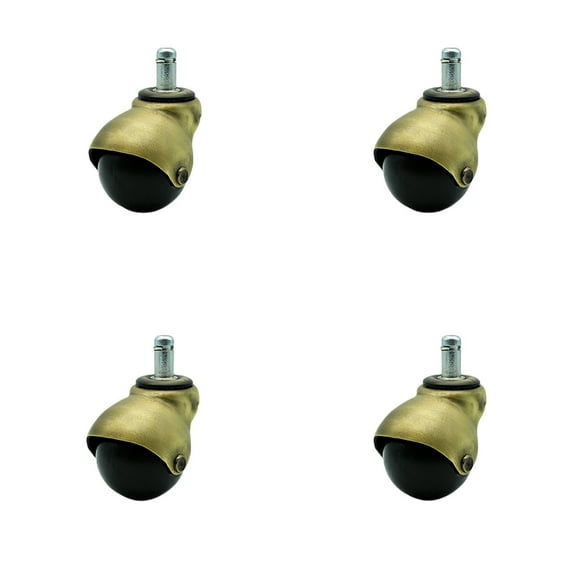2 Inch Bright Brass Hooded Grip Ring Ball Casters Set of 4 Service Caster