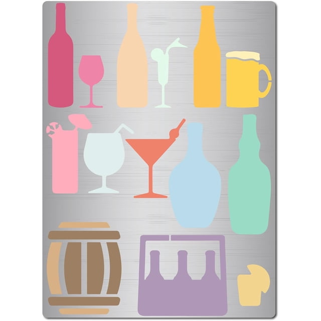 Plantillas para botellas de vidrio, para bebidas, cerveza, vino, zumo, Oktoberfest, metal, para diario, plantilla de pintura de acero inoxidable