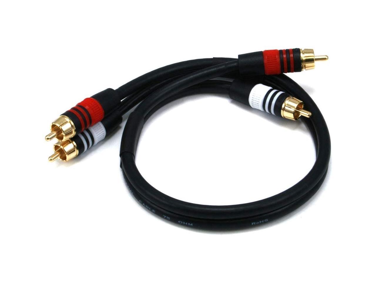 Monoprice 1.5ft Premium 2 RCA Plug/2 RCA Plug M/M 22AWG Cable - Black - image 4 of 9