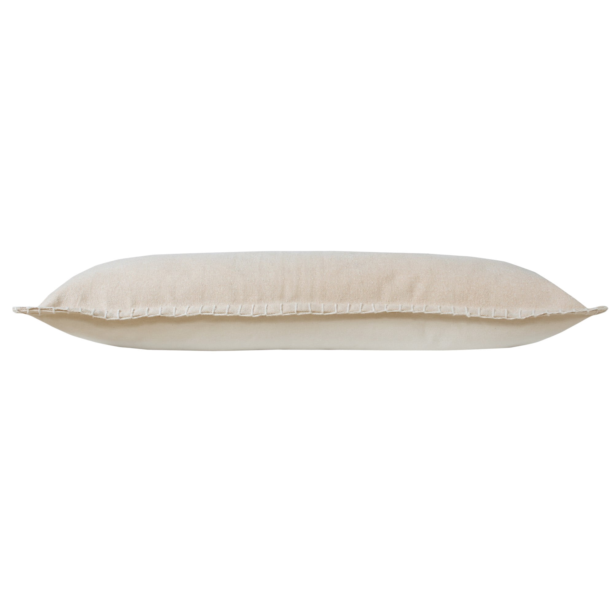 Laddha Home Designs Handwoven Whipstitch Cotton Lumbar Pillow Cover - 36" - Beige
