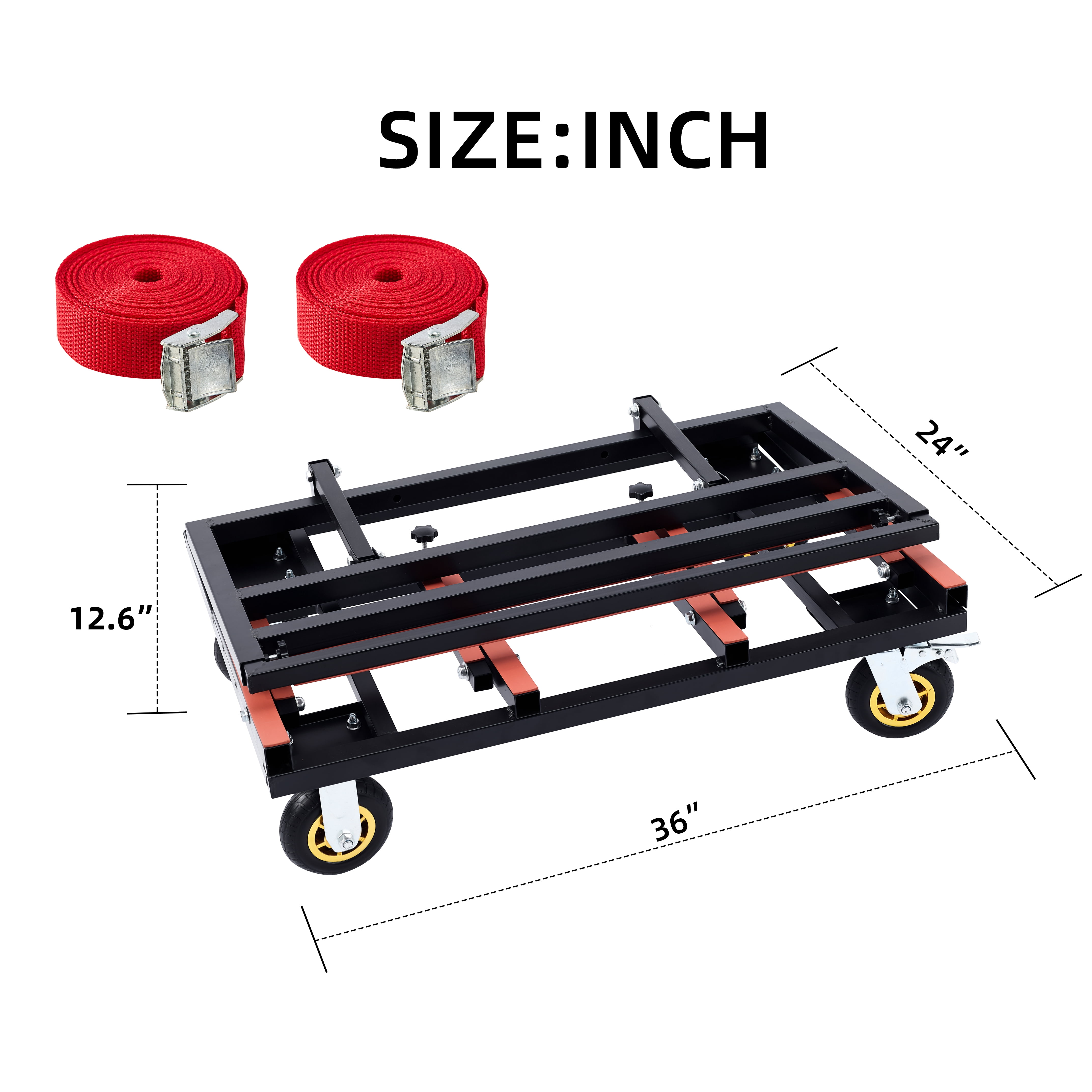 Folding Drywall Dolly, 2000 lbs Load Capacity Heavy Duty Panel Cart with Expandable Deck and 4x6 Inch PU Casters, Plywood Drywall Glass Transporter for Job Site Warehouse Garage, Black