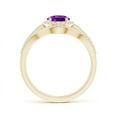 thumbnail image 2 of ANGARA Natural Triple Shank Oval 1.15 ct Amethyst and Diamond Halo Ring in 14K Yellow Gold for Women (Size-8x6mm) | February Birthstone, Anniversary, Jewelry Gift for Women | Natural Amethyst Ring, 2 of 7