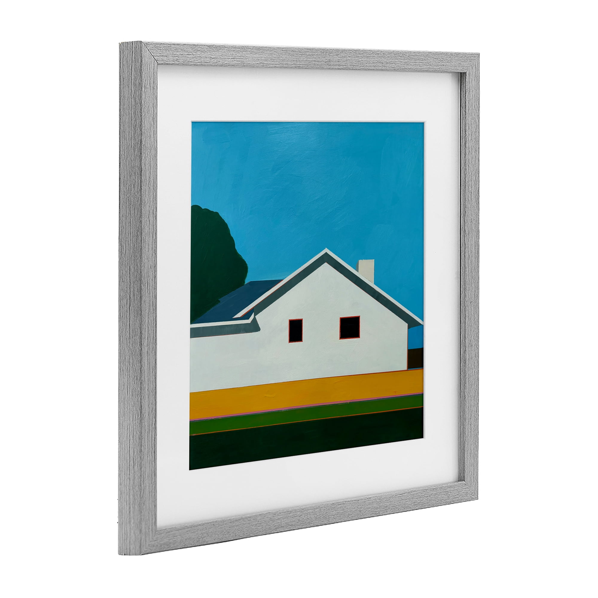 Stupell Industries Sunkissed Suburbia House Gray Framed Print Under Glass, design by Jan Weiss