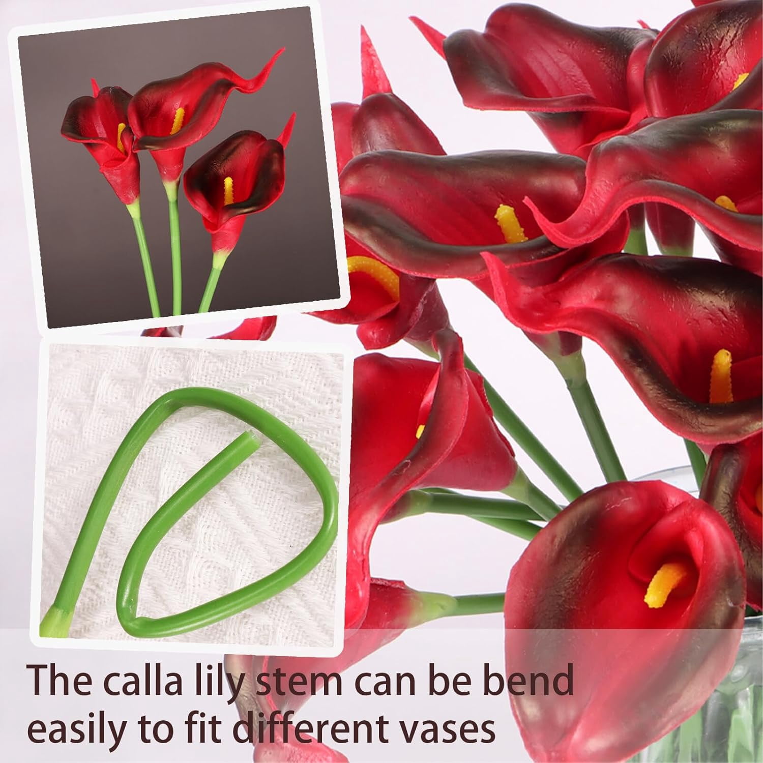 10pcs Calla Lily Artificial Flowers, Real Touch Fake Flowers Wedding Bouquet Home Party Decor Fall Floral Home Dining Room Office Decoration(Orange, 14" Tall).
