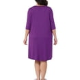 thumbnail image 3 of GRACE & GRANDEUR Women's Plus Size Valentines Day Nightgown Pleated Lace Crew Neck 3/4 Sleeve Sleepwear Comfy Midi Nightshirt 4X Purple, 3 of 6