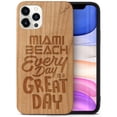 thumbnail image 1 of Case Yard Wooden Case Outside Soft TPU Silicone Slim Fit Shockproof Wood Phone Cover for Girls Boys Men and Women Supports Wireless Charging Miami Beach Great Day Design case for iPhone-11-Pro-Max, 1 of 7