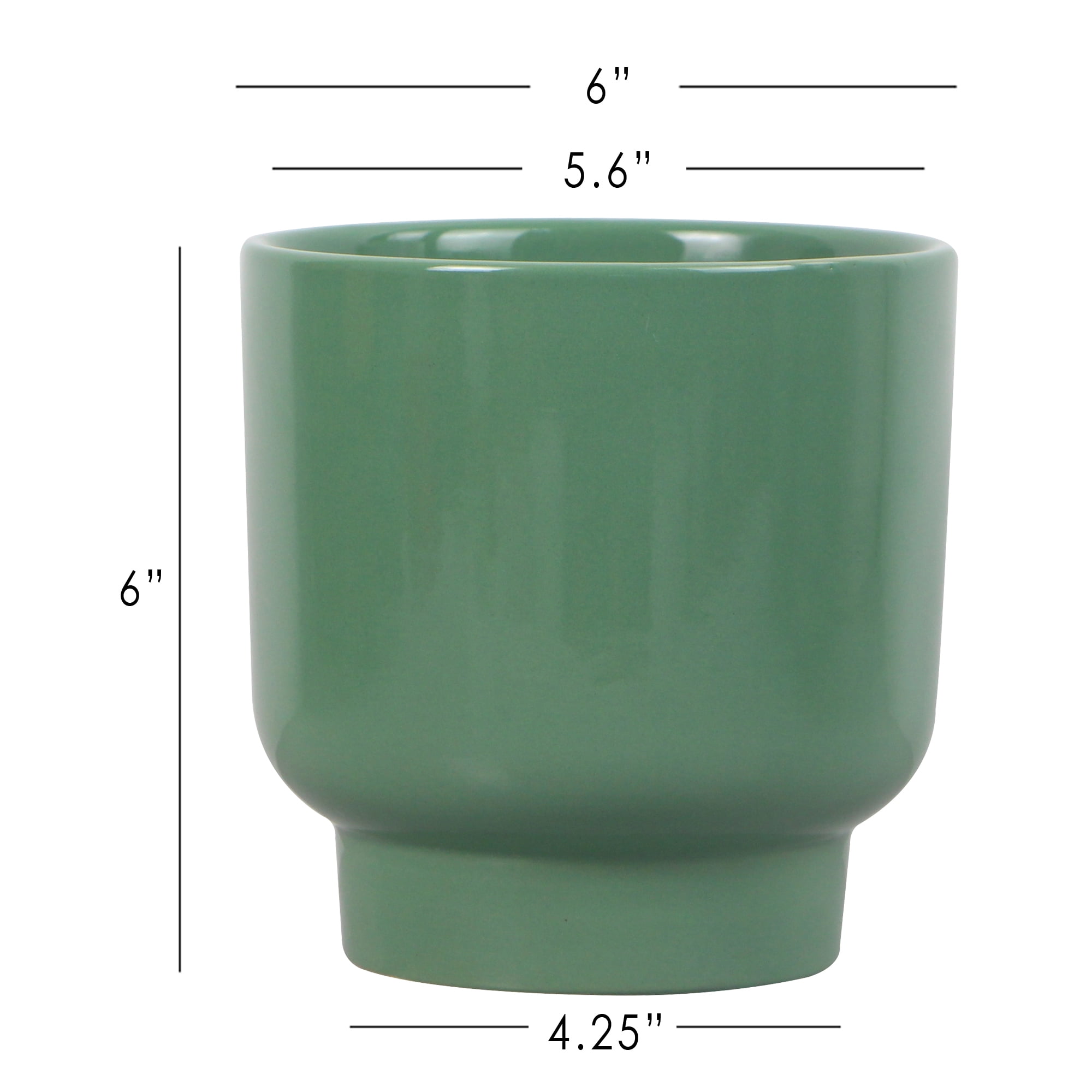Mainstays Small 6in Round Petra Green Ceramic Planter