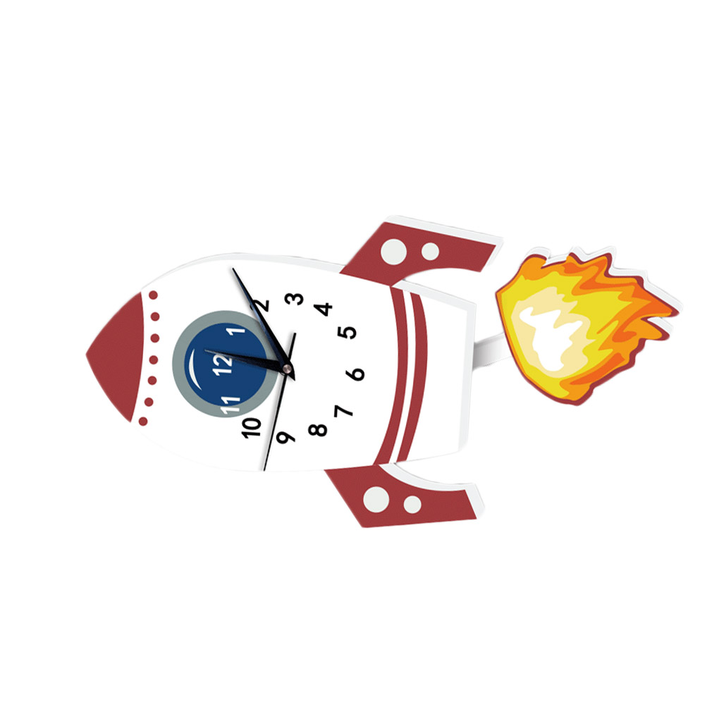 Vonky Cartoon Rocket Wall Clock Home Pendulum Clock Children cartoon clock Bedroom Living Room