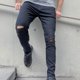thumbnail image 4 of Pantalones vaqueros largos para hombre, vaqueros rotos, con cremallera, lavados, elásticos, tendencia para exteriores, pantalones vaqueros para hombre., 4 of 9