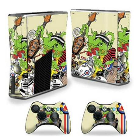 MightySkins XBOX360S-Scooter Punk Skin Decal Wrap for Xbox 360 S Slim Plus 2 Controllers Scooter - Punk Each Microsoft Xbox 360 S Slim Skin kit is printed with super-high resolution graphics with a ultra finish. All skins are protected with MightyShield. This laminate protects from scratching  fading  peeling and most importantly leaves no sticky mess guaranteed. Our patented advanced air-release vinyl guarantees a perfect installation everytime. When you are ready to change your skin removal is a snap  no sticky mess or gooey residue for over 4 years. This is a 8 piece vinyl skin kit. It covers the Microsoft Xbox 360 S Slim console and 2 controllers. You can t go wrong with a MightySkin. Features Skin Decal Wrap for Xbox 360 S Slim Plus 2 Controllers Scooter Microsoft Xbox 360 S decal skin Microsoft Xbox 360 S case Microsoft Xbox 360 S skin Microsoft Xbox 360 S cover Microsoft Xbox 360 S decal Add style to your Microsoft Xbox 360 S Slim Quick and easy to apply Protect your Microsoft Xbox 360 S Slim from dings and scratchesSpecifications Design: Punk Compatible Brand: Microsoft Compatible Model: Xbox 360 Slim Console - SKU: VSNS73420