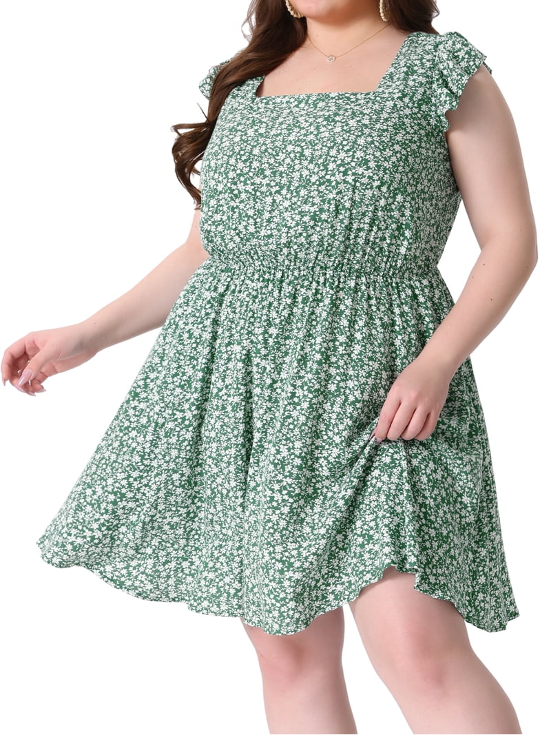 light green plus size dress Basic Tank Rib Flattering plus DARING DIVA Plus Size Ruffle