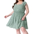 thumbnail image 2 of DARING DIVA Women's Plus Size Square Neck Ruffle Short Sleeve Midi Dress 2X Light Green, 2 of 6