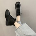 thumbnail image 2 of Lovskoo 2024 Combat Boots Womens Round Toe Platform Vintage Elastic Dressy Flat Heeled Frenum Shoes Black, 2 of 9