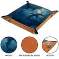 thumbnail image 3 of Women Girls Leather Square Dish Trinket Plate Jewelry Tray for Mothers Day Birthday Gift, Blue Sharks Sea Pattern, 3 of 6