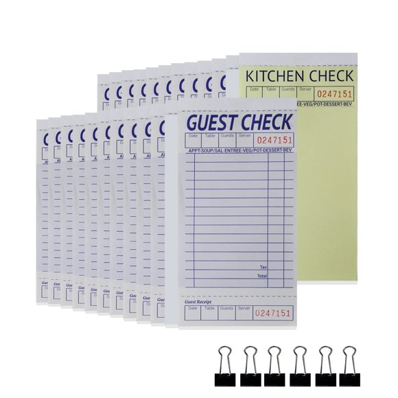 Guest Check Pads se adapta a 1200 cheques sin papel de 2 partes