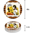 thumbnail image 1 of FMSHPON Happy Halloween Dwarf and Pumpkin and Cat Plaid Texture Set of 6 Round Coaster for Drinks, Absorbent Ceramic Stone Coasters Cup Mat with Cork Base for Home Kitchen Room Coffee Table Bar Decor, 1 of 6