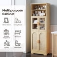 thumbnail image 5 of Ktaxon Rattan Bathroom Storage Cabinet,  Wooden with 4 Doors and Adjustable 6 Shelves for Kitchen Living Room, Natural, 5 of 12