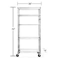 thumbnail image 4 of TRINITY EcoStorage™ 5-Tier Wire Shelving Rack | 36" X 18" X 72" | Nsf | Includes Wheels | Chrome, 4 of 9