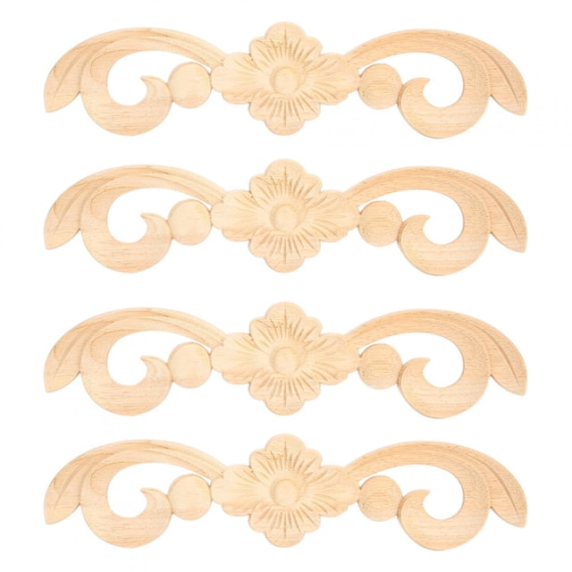 Accesorios para muebles, 4 piezas, 25x6 cm, flor, madera, apliques, decoración de muebles, hecha a mano con cuidado