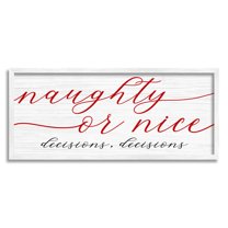 Naught Or Nice Decisions Humor Holiday Graphic Art White Framed Art Print Wall Art