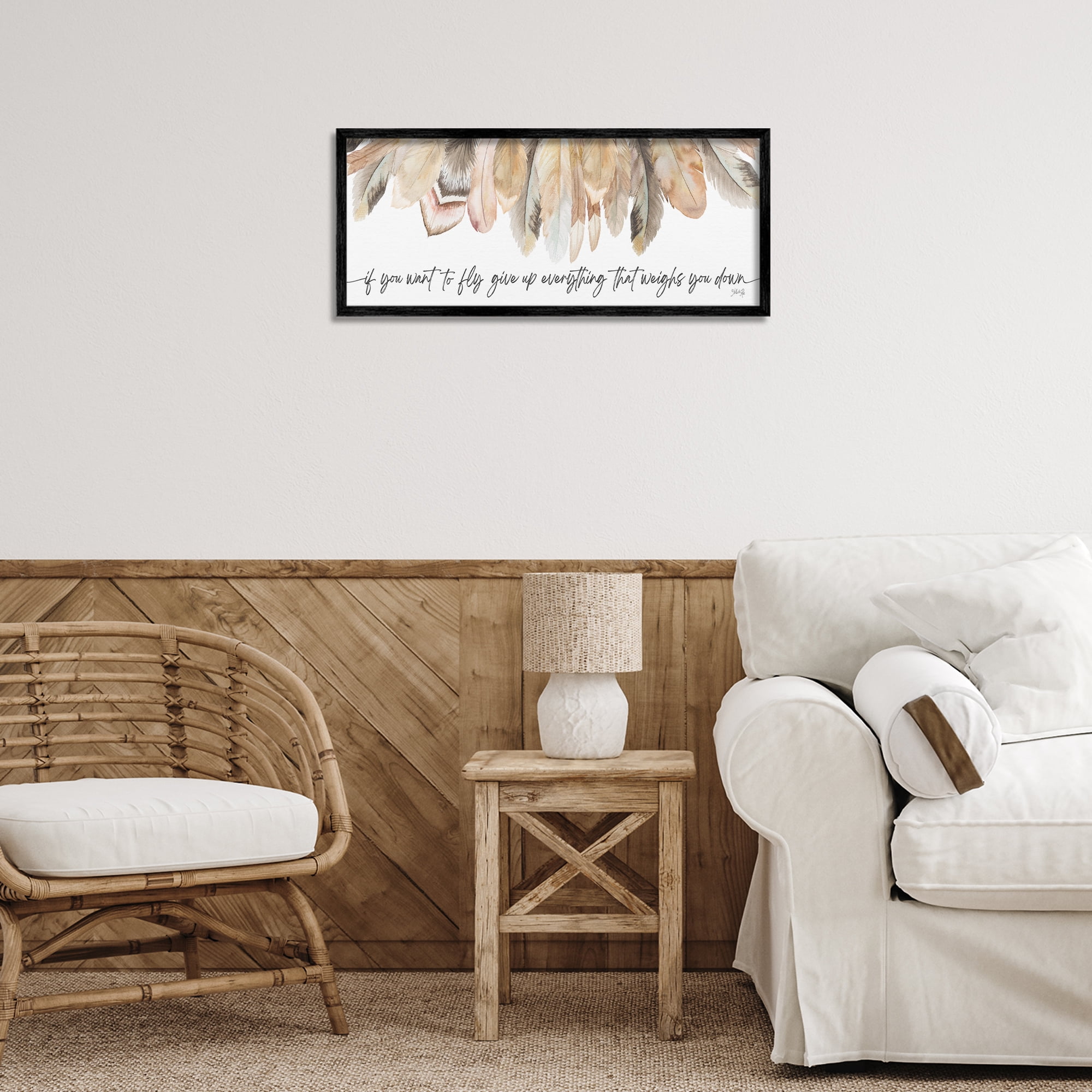 Stupell Industries If You Want To Fly Typography Painting Black Framed Art Print Wall Art, 24 x 10