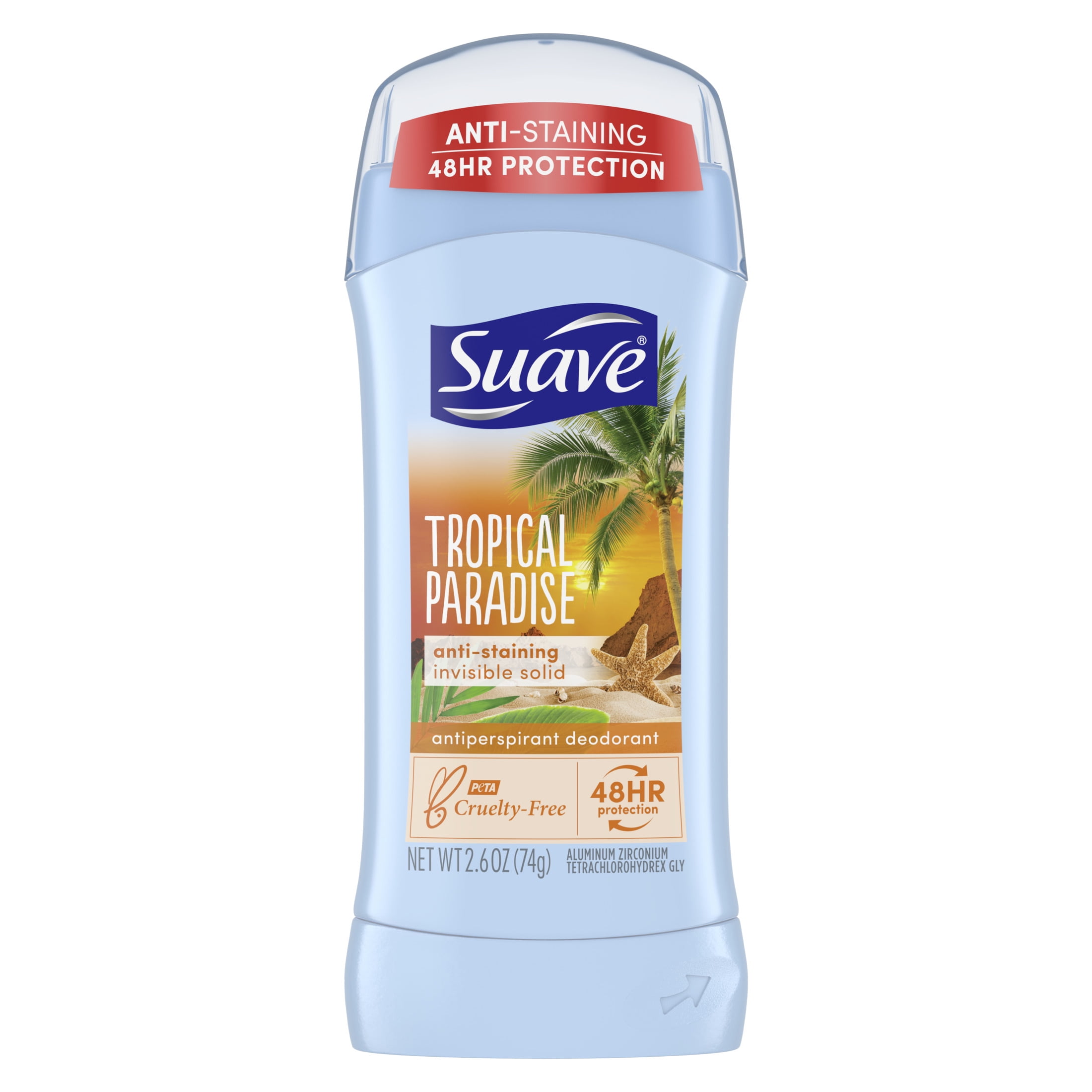 Suave 24 Hour Protection Tropical Paradise Invisible Solid Antiperspirant Deodorant 2.6 oz